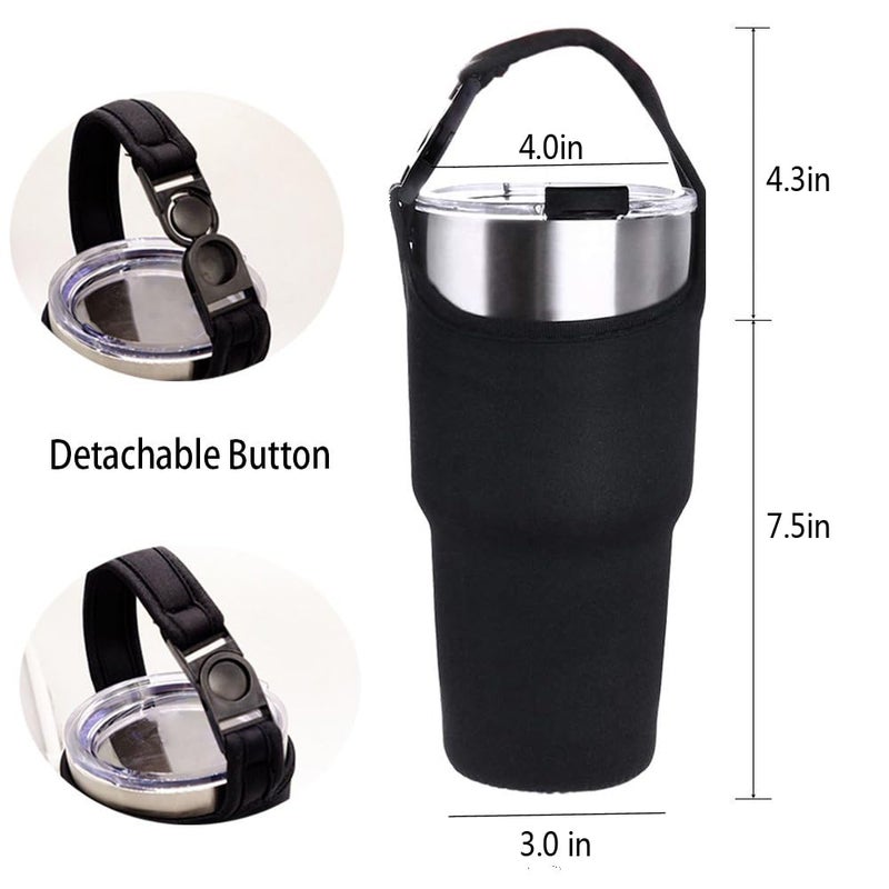Gzingen 4 Pack Tumbler Carrier Holder with Shoulder Strap,for 30oz Travel Insulated Tumbler Coffee Cup,Water Bottle Carrier with Strap Portable Neoprene Sleeve Water Bottles Cup Carrier Pouch - Image 2